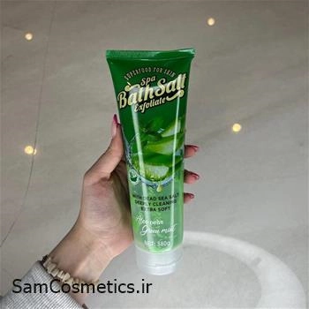 نمک حمام (اسکراب) تیوپی بدن ووکالی | WOKALI رایحه آلوئه ورا نعناع حجم 380 گرم