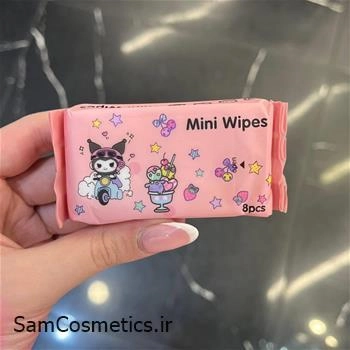 دستمال مرطوب پاک کننده آرایش مینی کرومی صورتی بسته 8 تایی