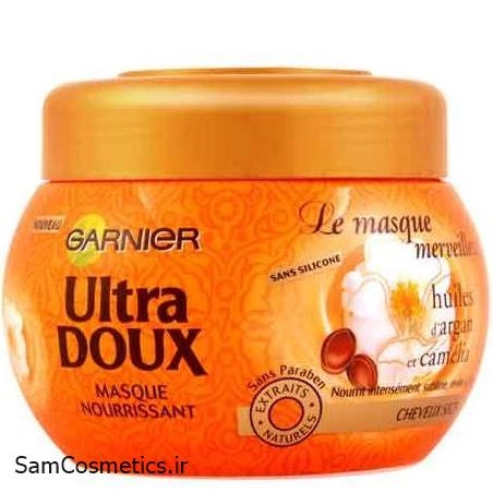 ماسک مو داخل حمام تغذیه کننده گارنیر | Garnier مدل Ultra Doux موهای خشک آرگان و کاملیا حجم 300 میل
