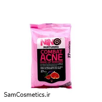 دستمال مرطوب پاک کننده آرایش نینو مدل ضد آکنه بسته 27 عددی
